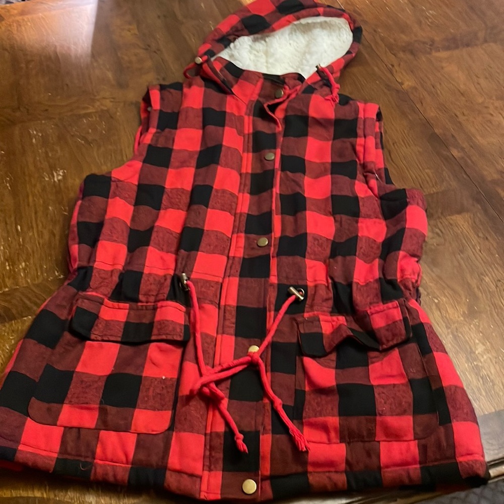 Buffalo plaid Sherpa lined vest